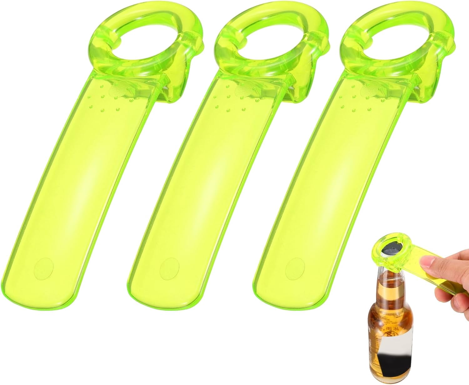 FRKSMD-3 Pcs Jar Key Lid Opener, Plastic Jar Lid Opener Easy Grip Multifunctional Durable Can Open Tool for Elderly Seniors Women Weak Hands Easy-use by Anyone, Transparent Green