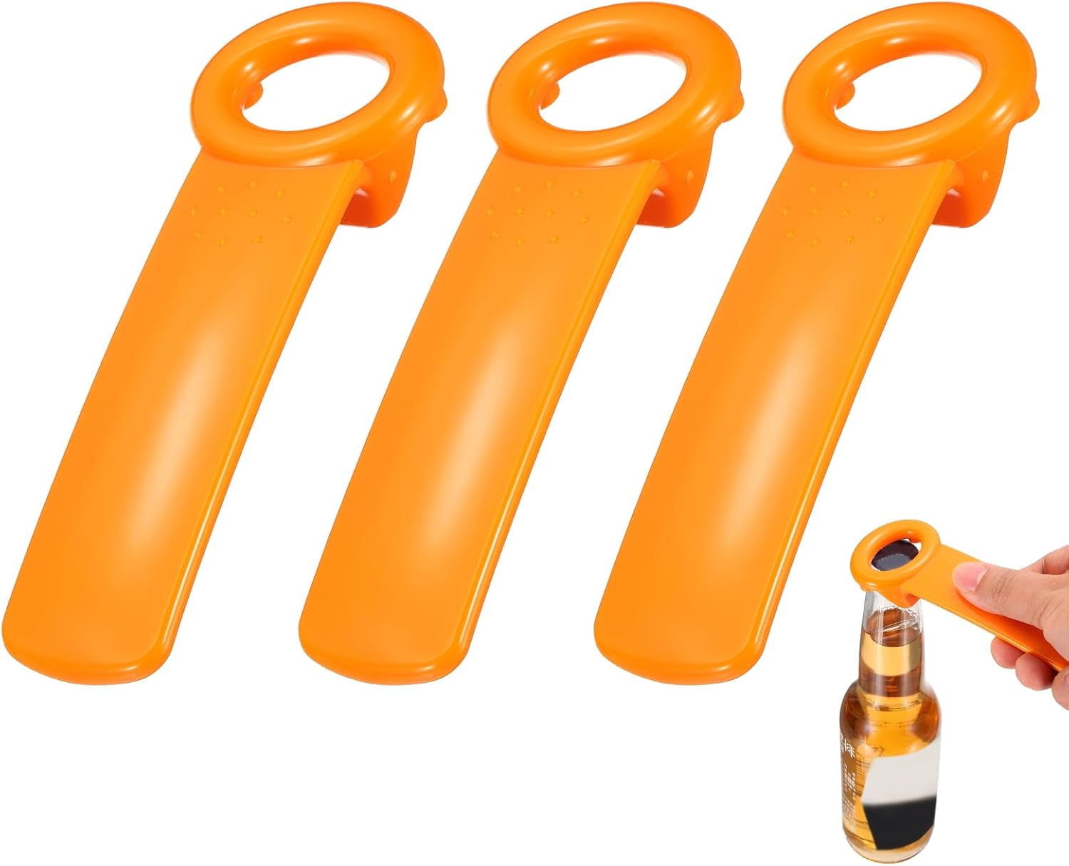 FRKSMD-3 Pcs Jar Key Lid Opener, Plastic Jar Lid Opener Easy Grip Multifunctional Durable Can Open Tool for Elderly Seniors Women Weak Hands Easy-use by Anyone, Orange