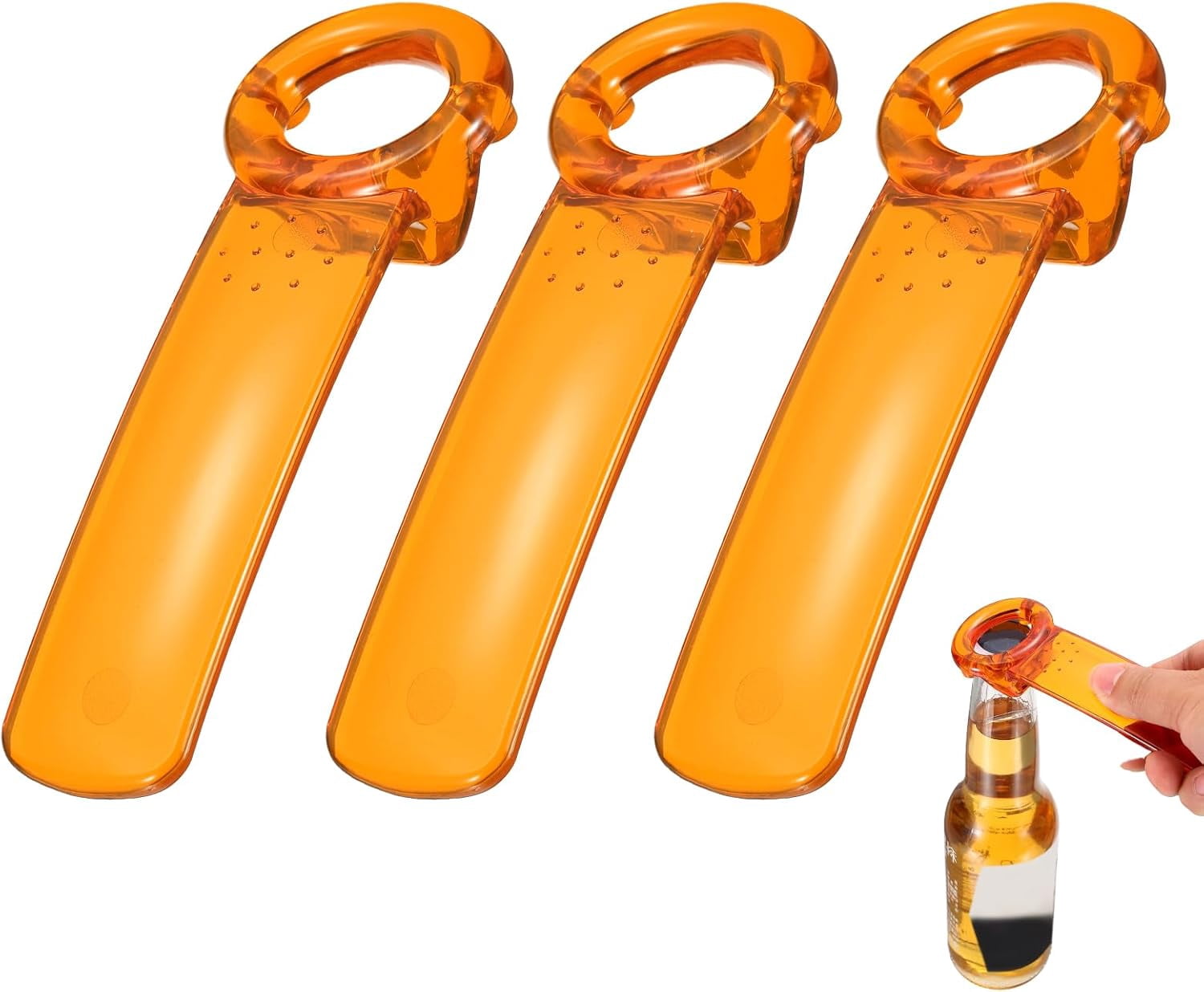 FRKSMD-3 Pcs Jar Key Lid Opener, Plastic Jar Lid Opener Easy Grip Multifunctional Durable Can Open Tool for Elderly Seniors Women Weak Hands Easy-use by Anyone, Transparent Orange