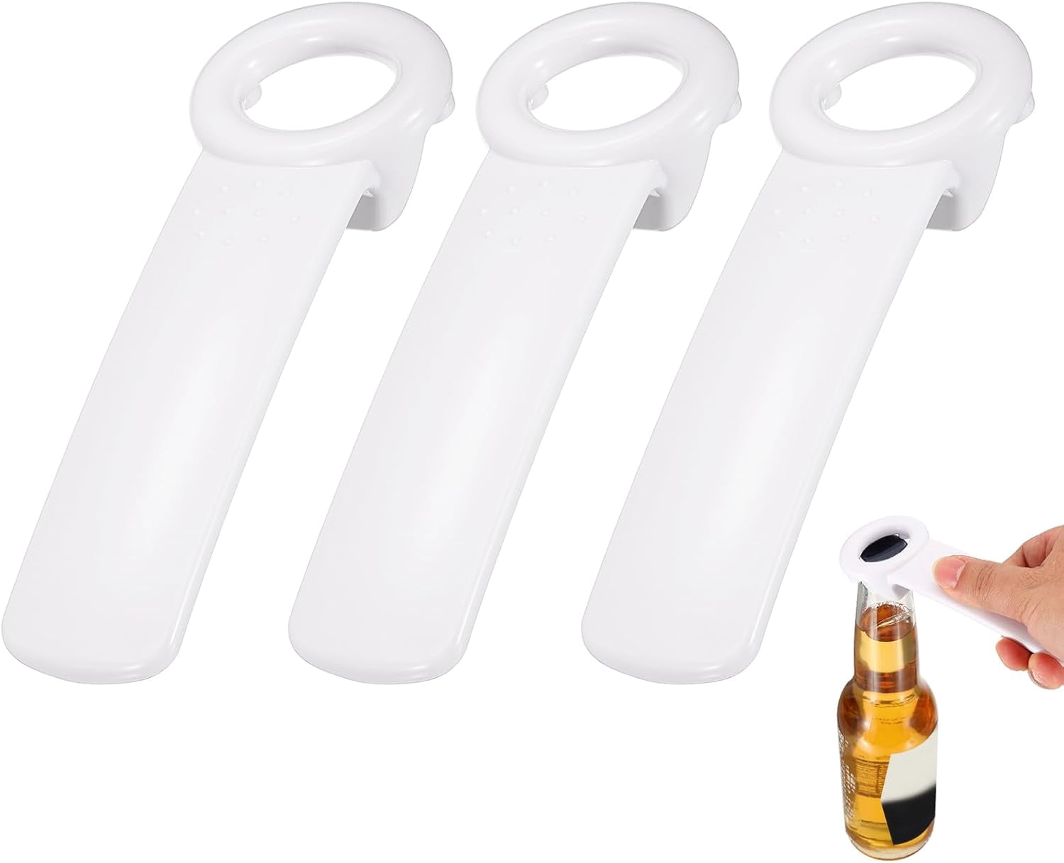 FRKSMD-3 Pcs Jar Key Lid Opener, Plastic Jar Lid Opener Easy Grip Multifunctional Durable Can Open Tool for Elderly Seniors Women Weak Hands Easy-use by Anyone, White