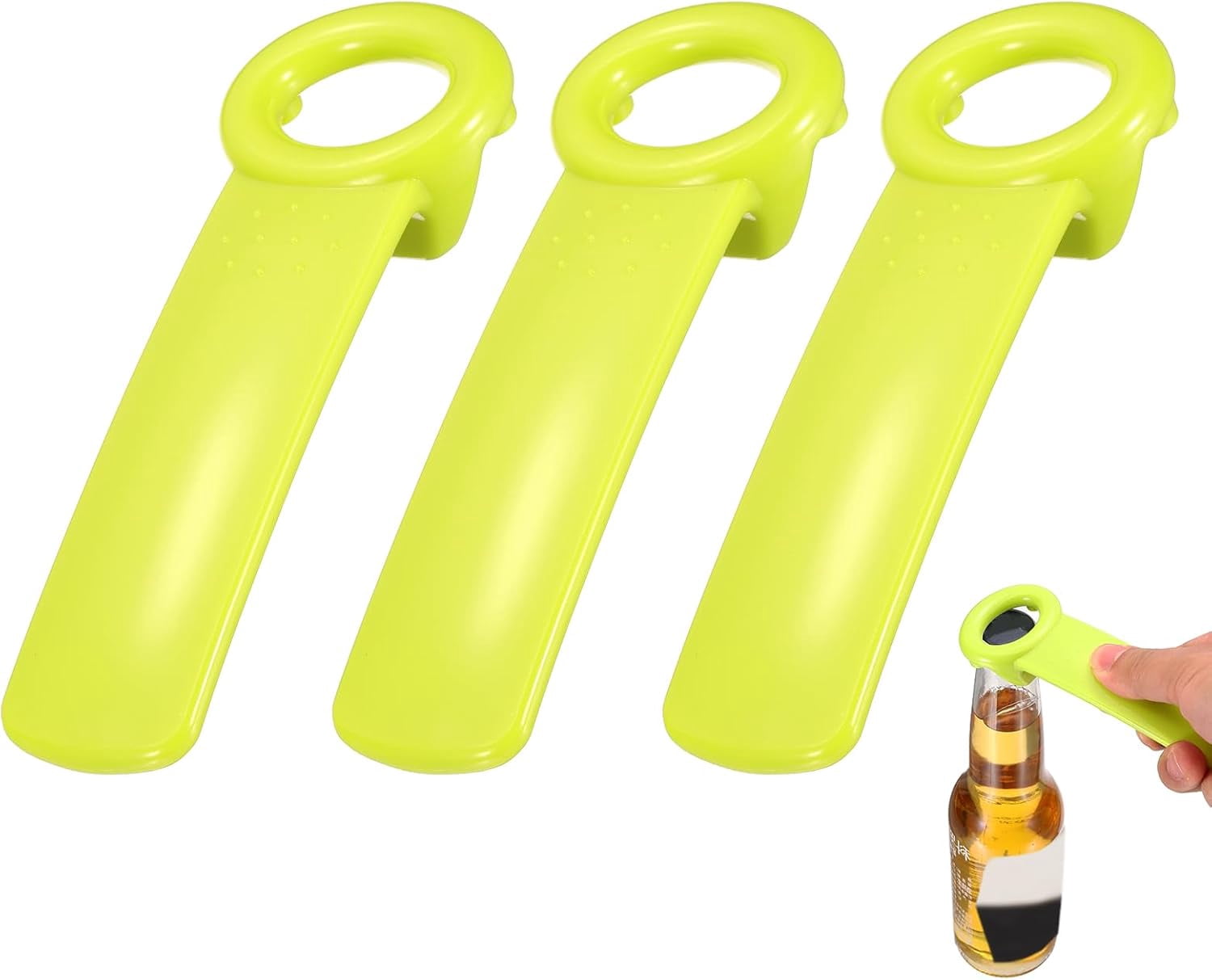 FRKSMD-3 Pcs Jar Key Lid Opener, Plastic Jar Lid Opener Easy Grip Multifunctional Durable Can Open Tool for Elderly Seniors Women Weak Hands Easy-use by Anyone, Matcha Green