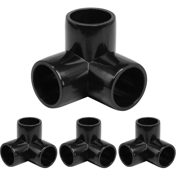 FRKSMD-3 Way PVC Pipe Fittings 1/2 Inch, Black PVC Elbow Corner Side Outlet Tee Fitting, SCH40 Furniture Grade Pipe Connectors - Fits 1/2" Polyvinyl Chloride Pipes, 12 Pieces