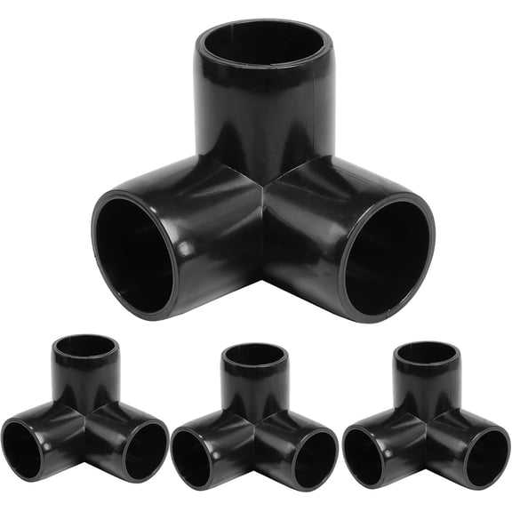 FRKSMD-3 Way PVC Pipe Fittings 3/4 Inch, Black PVC Elbow Corner Side Outlet Tee Fitting, SCH40 Furniture Grade Pipe Connectors - Fits 3/4" Polyvinyl Chloride Pipes, 12 Pieces