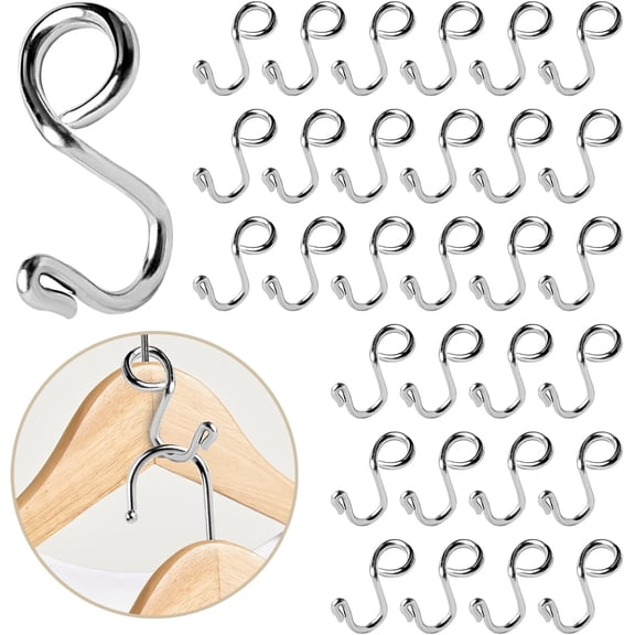 FRKSMD-30 Pack Clothes Hanger Connector Hooks Metal Hanger Extender Hooks, Stainless Steel Hooks for Closet Wardrobe Space Saver