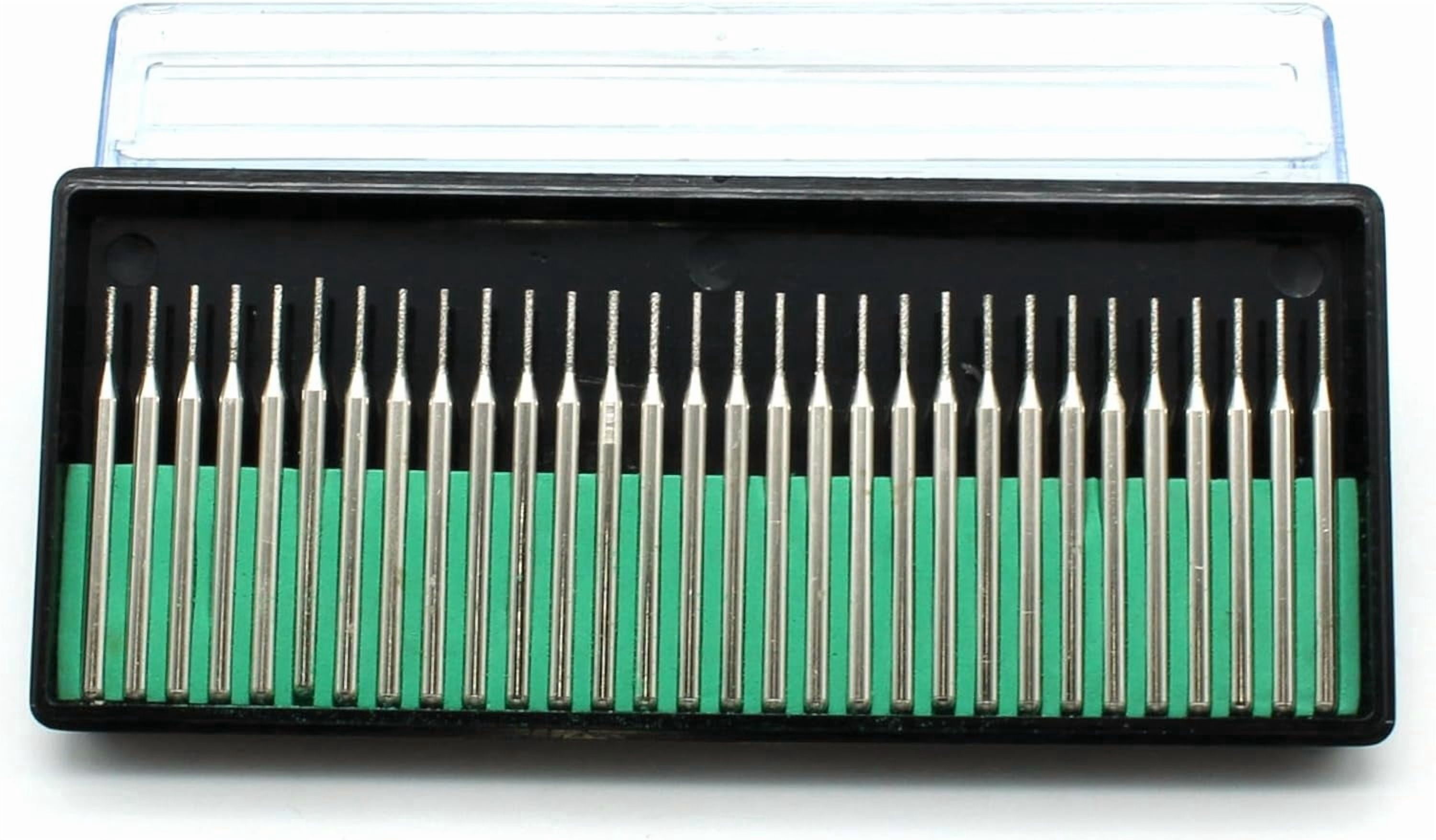 FRKSMD-30 pc 1 mm (1/32 Inch) Coarse Diamond Coated Burrs Glass Drill Bit Set Grit 80 with 1/8 Inch Shank for Dremel Rotary Tools
