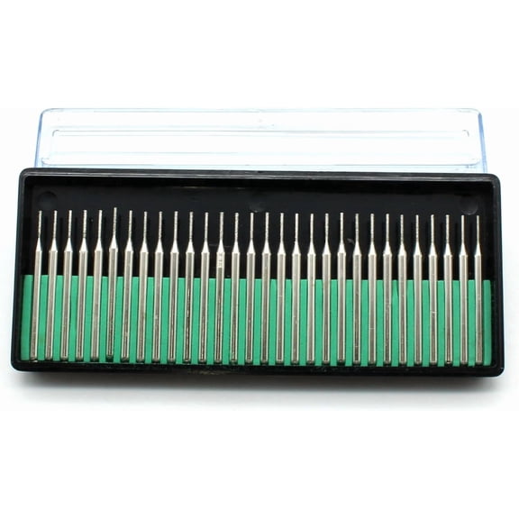 FRKSMD-30 pc 1 mm (1/32 Inch) Coarse Diamond Coated Burrs Glass Drill Bit Set Grit 80 with 1/8 Inch Shank for Dremel Rotary Tools
