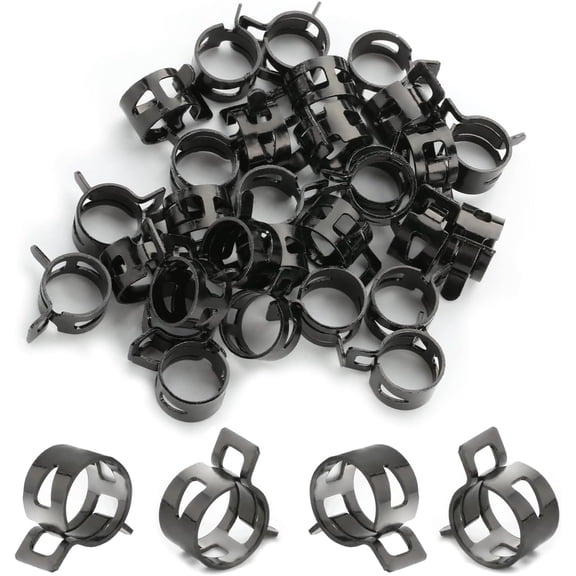 FRKSMD-30Pcs 0.63"(16mm) ID Spring Band Hose Clamps, Black Hose Clamp Fit for 21/32" OD Fuel Line, Silicone Vacuum Hose Pipe, Air Hose Tube and Water Pipe, Bushing Automotive Replacement Fastener