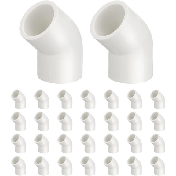 FRKSMD-30Pcs 1/2" 45 Elbow PVC Fitting, SCH40 2-Way Furniture Grade PVC Pipe Fitting, DIY Corner Elbow Connector for Building Furniture, Greenhouse Frame Connection, Socket x Socket