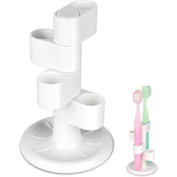 FRKSMD-360 Rotating Countertop Toothbrush Holders | 4-Tier Bathroom Toothbrush Organizer with Tree Design | Non-Slip & Easy Rinse