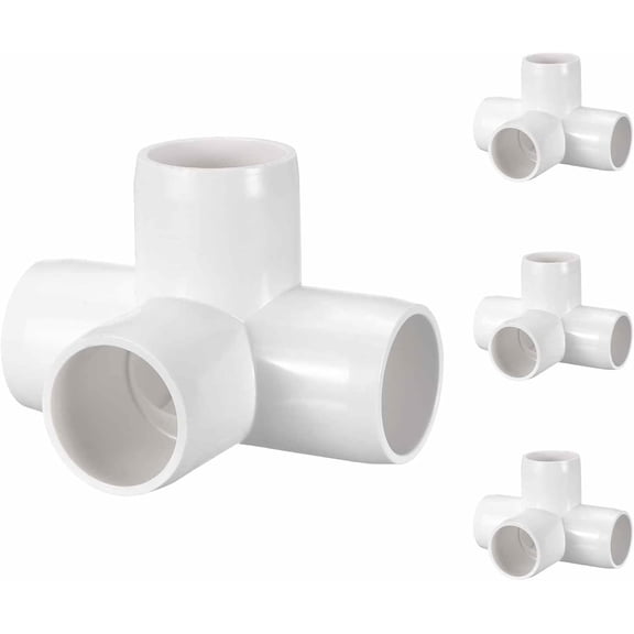 FRKSMD-4 Pack 3/4" SCH40 PVC Elbow Pipe Fitting, 4-Way PVC Elbow Corner Side Outlet Tee Fitting, Furniture Grade Pipe Connectors for DIY Project, Pond Protection, Socket x Socket, White
