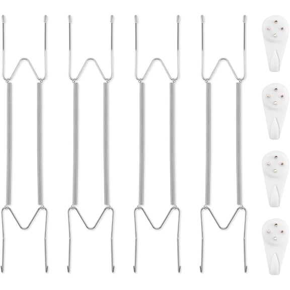 FRKSMD-4 Pack Plate Hangers for The Wall, Suitable for 16-20 inch Art Plate, Stainless Steel Invisible Heavy Duty Wire Plate Holder with Wall Hooks, Plate Hangers for Displaying Plates, Platter, Dish