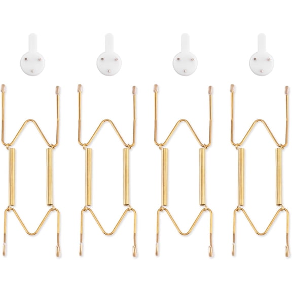 FRKSMD-4 Pack Plate Hangers for The Wall, Suitable for 6-8 inch Art Plate, Stainless Steel Invisible Heavy Duty Wire Plate Holder with Wall Hooks, Plate Hangers for Displaying Plates, Platter, Dish