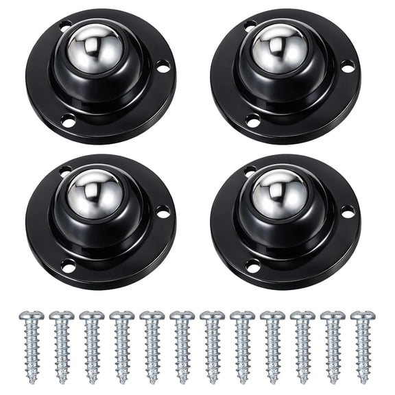 FRKSMD-4 Pack Self Adhesive Caster Wheels for Furniture, Small Casters for Furniture Legs 360 Degree Rotating Low Profile Swivel Wheels, Stainless Steel & ABS, Black Mini Casters