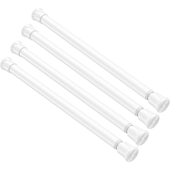 FRKSMD-4 Pack Small Spring Tension Curtain Rod 8 to 12.5 Inch, Thin DIY Tension Rods No Drill for Slim Window Cupboard Closet Sidelights, White