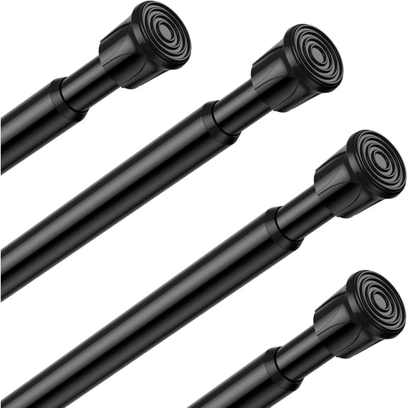 FRKSMD-4 Pack Spring Tension Curtain Rods 18-28 Inches, Black Spring Loaded Curtain Rods,Adjustable Small Tension Rod for Windows, Kitchen, Doorway, Bathroom, Cupboard Bars