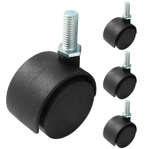 FRKSMD-4 Pcs 1.5 Inch Black Plastic Swivel Caster Wheels,M8 Threaded Stem Caster Wheels Replacement for Chair Furniture (Without Locking Brakes,M8 x 20mm Threaded)