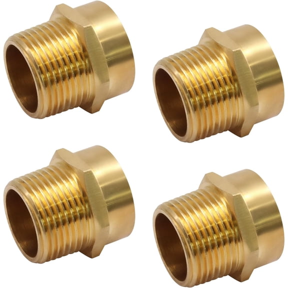 FRKSMD-4 Pcs 3/4 G(BSP) Female Thread to US 3/4 NPT Male Adapter Thread, Brass Pipe Fitting Adapter, G to NPT Threaded Converter Connector for Plumbing