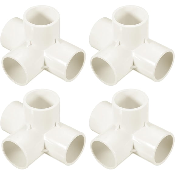 FRKSMD-4 Pcs PVC Fitting, 4 Way PVC Fitting 32mm Inner DIA PVC Connectors PVC Elbow PVC Pipe Fittings PVC Coupling PVC Furniture Corner Connector for DIY Garden Support Structure, White