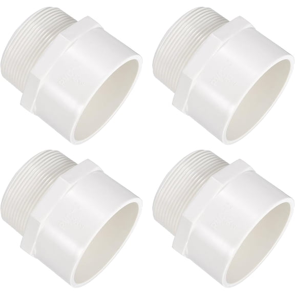 FRKSMD-4 Pcs Union PVC Pipe Fitting 2" Male Adapter Thread Connector Pipe Sink Drain Adapters for Connecting Pipes, White
