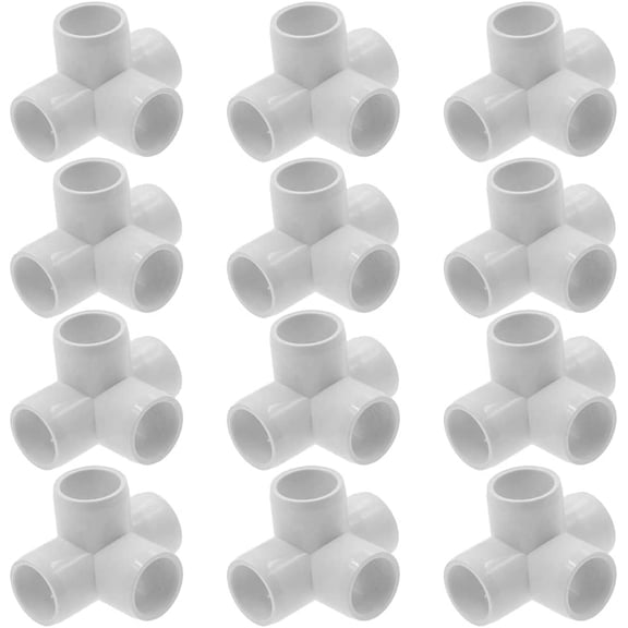 FRKSMD-4 Way 1/2 Inch Tee PVC Fitting Elbow PVC Corner Fitting Build Heavy Duty PVC Furniture Grade for 1/2 Inch PVC Pipe, Pack of 12