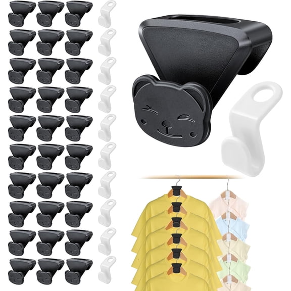 FRKSMD-40PCS Triangle Hanger Hooks, Clothes Hanger Connector Hooks That Create up to 5 Times More Closet Space, Heavy-Duty Laminated Hangar Space Saver