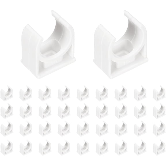 FRKSMD-40pcs U-Shaped PVC Water Pipe Clamps Clips 5/8" (16mm) U-Shaped Buckles U-Hook Pipe Support Hangers for TV Trays Tubing Hose Hanger Support Pex Tubing, White