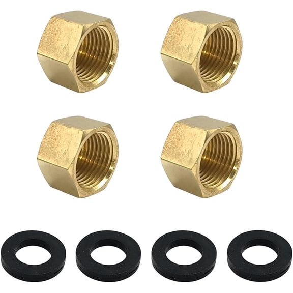 FRKSMD-4PCS 1/2" NPT Female Pipe PlugBrass Pipe Cap Rubber Gasket Faucet Valve Caps Brass Compression Cap for Closing off Pipes