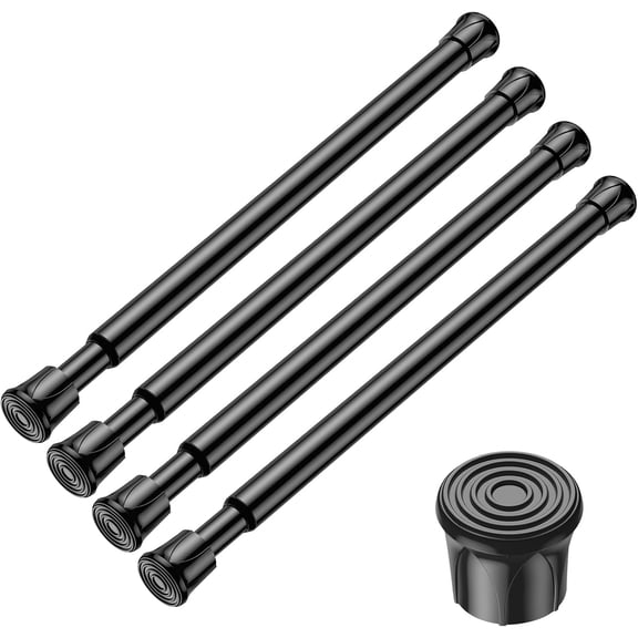 FRKSMD-4PCS Small Spring Tension Curtain Rod 8 to 12 Inch, Mini DIY Tension Rods No Drill for Slim Window Sidelights Cupboard, Black