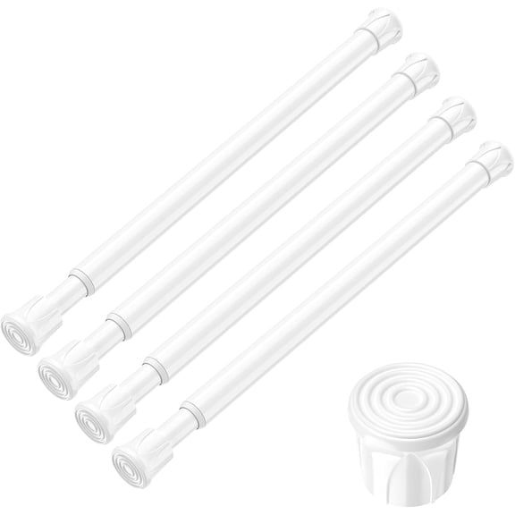 FRKSMD-4PCS Small Spring Tension Curtain Rod 8 to 12 Inch, Mini DIY Tension Rods No Drill for Slim Window Sidelights, White