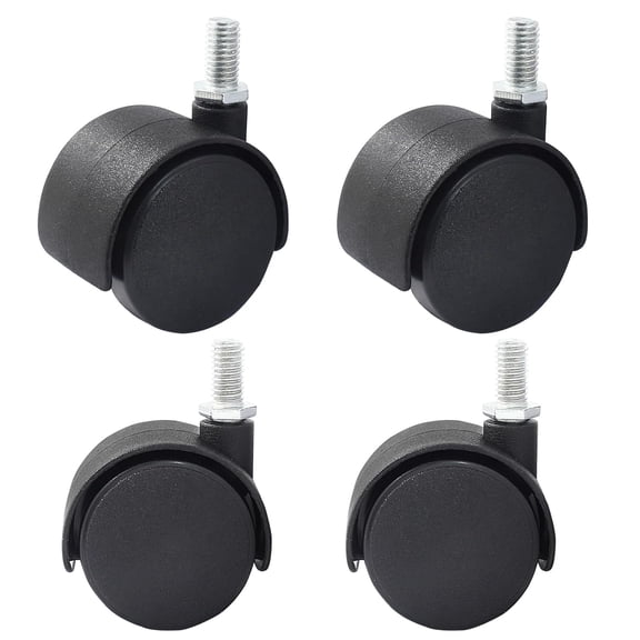 FRKSMD-4Pcs 1.5 Inch Nylon Swivel Stem Caster Wheels, M8 Theread Furniture Caster Wheels, 360 Degree Rotation Table Casters Replacement Wheels for Furniture, Cart, Chair, Cabinet