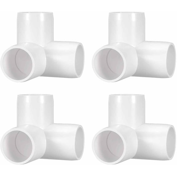 FRKSMD-4Pcs 1" Elbow PVC Fitting, SCH40 3-Way Tee Furniture Grade PVC Pipe Fitting, DIY Corner Elbow Connector for Building Furniture, Greenhouse Frame Connection, Socket x Socket, White