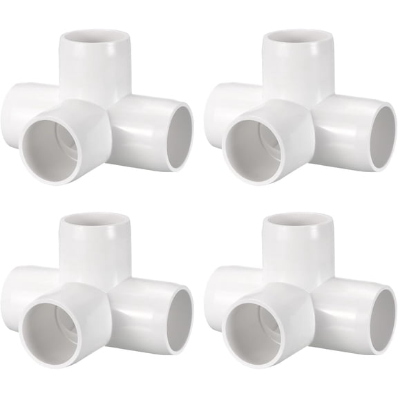FRKSMD-4Pcs 3/4" Elbow PVC Fitting, SCH40 4-Way Tee Furniture Grade PVC Pipe Fitting, DIY Corner Elbow Connector for Building Furniture, Greenhouse Frame Connection, Socket x Socket