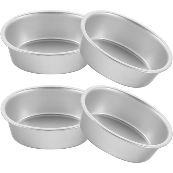 FRKSMD-4Pcs Oval Aluminum Alloy Cake Mold 4 Inch Nonstick Mini Baking Pans for Cheesecake Quiche Flan Bread Oven Use