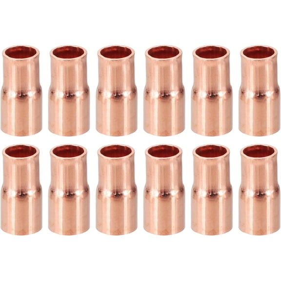 FRKSMD-5/16" to 1/4" ID Copper Reducer 12pcs 99.9% Pure Copper Reducing Coupling Pressure Fitting Pipe Tube Connector Adapter with Sweat Solder Connection