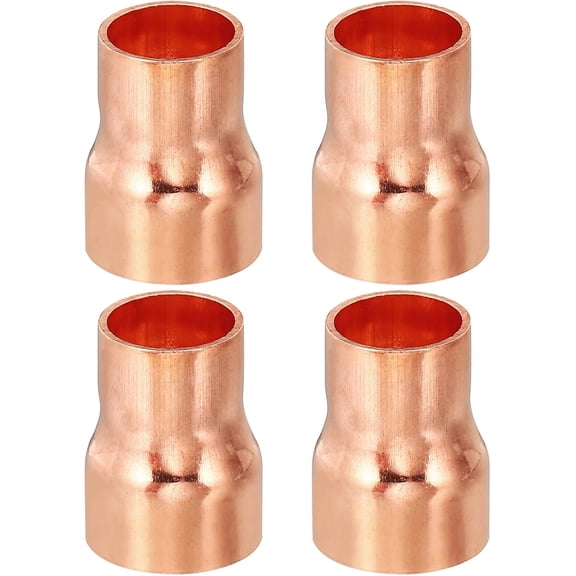 FRKSMD-5/8" to 1/2" ID Copper Reducer, 4pcs 99.9% Pure Copper Reducing Coupling Pressure Fitting Pipe Tube Connector Adapter with Sweat Solder Connection for HVAC Refrigeration System