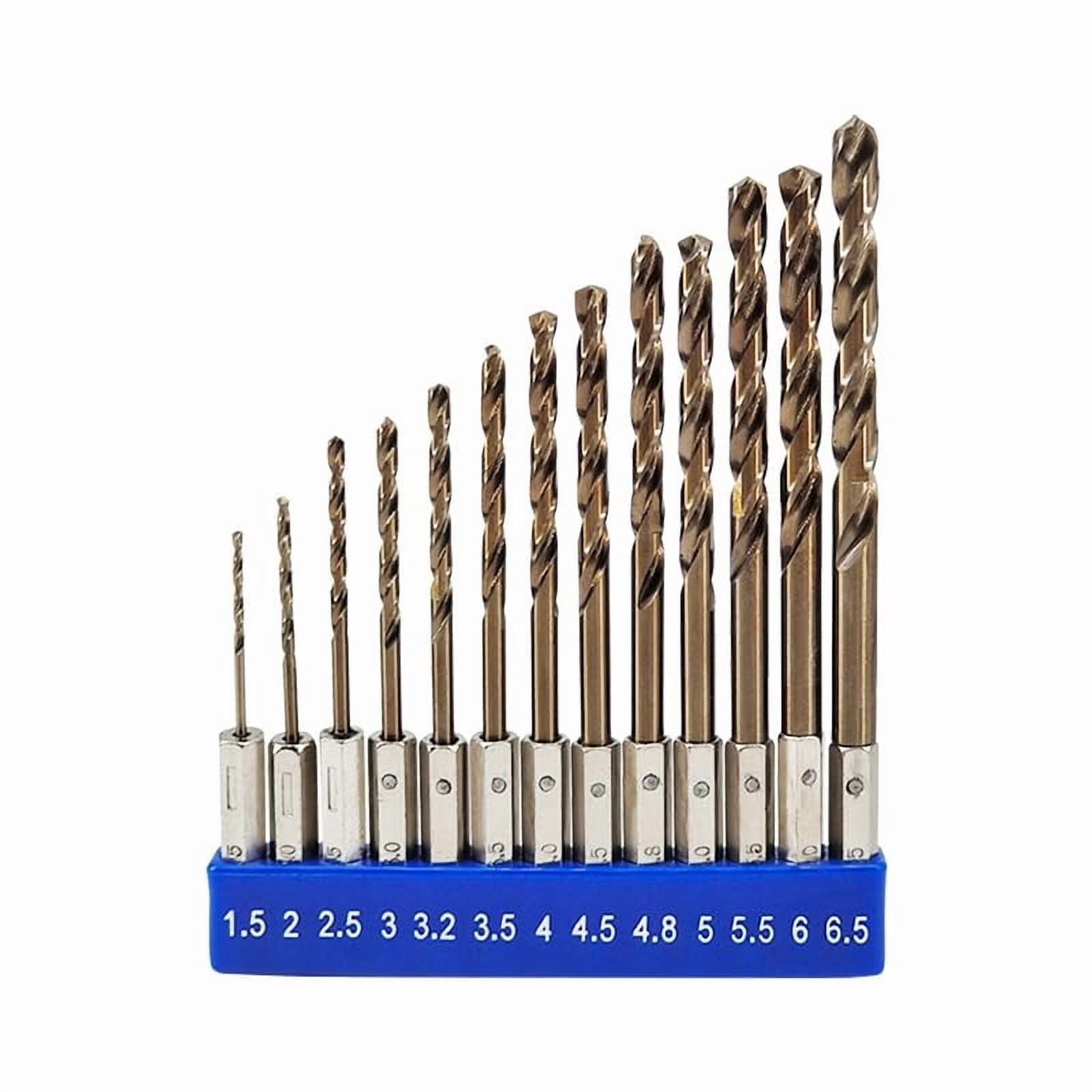 FRKSMD-5% Cobalt hex Shank Metric Drill bits Set (1.5mm-6.5mm/13pcs) Suitable for Stainless Steel, cast Iron, Hard Metal