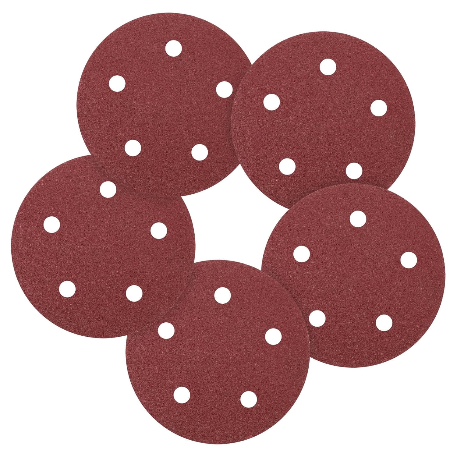 FRKSMD-5 Pack 5 Inch Sanding Disc 240 Grit 5 Hole Round Hook and Loop Sandpapers Fit for Orbital Sander Automotive or Cars Repairing, Grinding or Polishing, Red