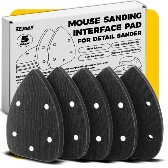 FRKSMD-5 Pack Mouse Detail Sanding Interface Pads, Hook and Loop - Mouse Soft Density Sponge Cushion Buffer Backing Pads with 5-Hole Foam Interface Pads for Detail Sander Woodworking