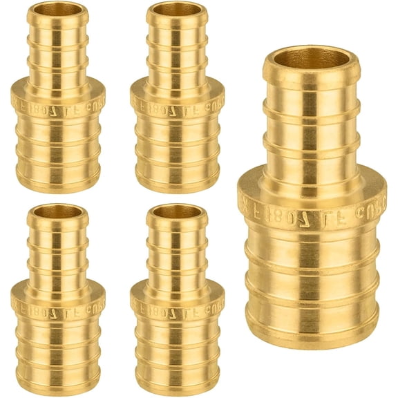 FRKSMD-5-Pack PEX Fittings 3/8"x1/2" Pex Straight Coupling, Brass Crimp Pipe Fittings for PEX Pipes, ASTM F1807