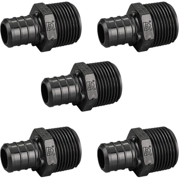 FRKSMD-5 Pack Poly PPSU Pex 3/4" x 3/4" Male NPT Threaded Adapter Barb Crimp Fittings for PEX B Pipes ASTM F2159 (5pcs 3/4"x3/4")