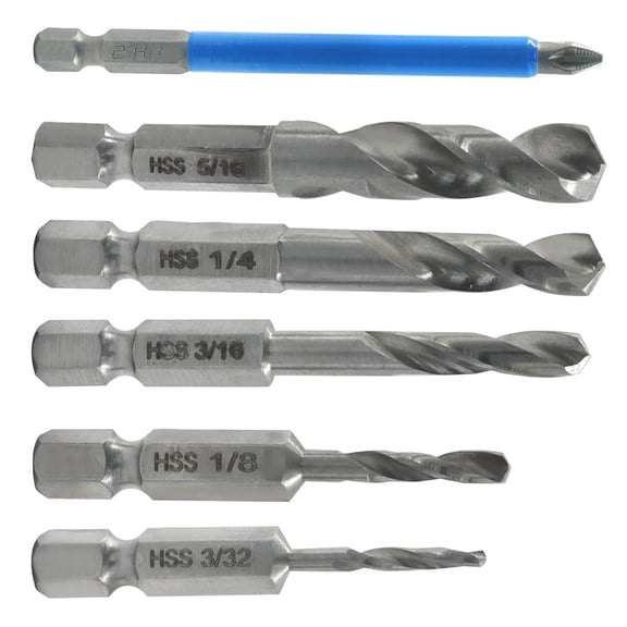 FRKSMD-5 Pack Stubby Drill Bit Set, Quick Change Hex Shank Metal HSS M2 Drill Bit Set for Tight Spaces or Wood