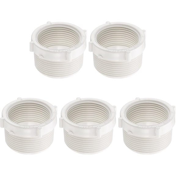 FRKSMD-5 Pcs PVC Reducer Bushing G1-1/2" Male Thread to G1-1/4" Female Thread Coupling Connectors PVC Pipe Reducer Adapter Fitting for Pipe Connecting Plumbing System, White