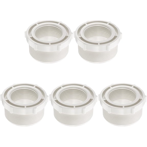 FRKSMD-5 Pcs PVC Reducer Bushing G2" Male Thread to G1-1/4" Female Thread Coupling Connectors PVC Pipe Reducer Adapter Fitting for Pipe Connecting Plumbing System, White