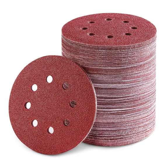 FRKSMD-50 Pcs 5-Inch 8-Hole Hook & Loop Sanding Discs,40-800 Grit,Best Orbital Sander Pads for Wood,Auto,Metal Polishing,Wet & Dry Sandpaper for Random Orbital Sander. (150 Grit)