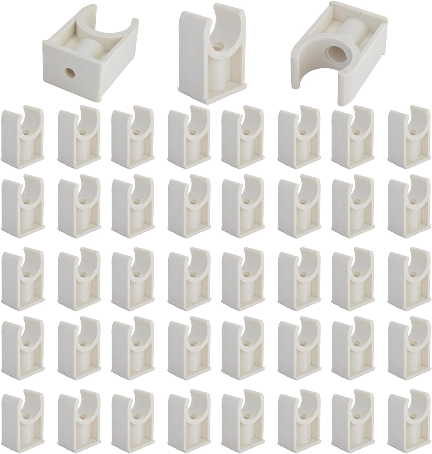 FRKSMD-50PCS 20mm/0.78" PVC Pipe Support Clamps, U-Shaped Tubing Clips for Water Pipe, Plastic Hose Holder for Plumbing & Cable Management