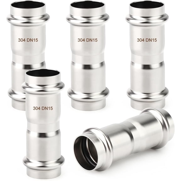 FRKSMD-5PCS 304 Stainless Steel Press Fittings, 1/2" Press Slip Coupling,No Pipe Tube Stop Couplings, Pressure Fitting, Residential,Commercial Plumbing