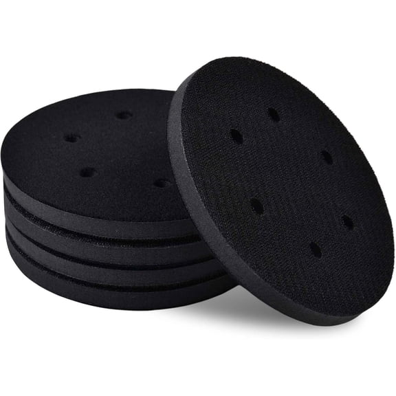 FRKSMD-5pcs 6-Inch 6 Holes Interface Pad Hook and Loop Backing Pad Sponge Cushion Buffing Backing Pads Soft Density Interface Buffer Pad Sanding Pads Backing Pads Foam Sanding Pads