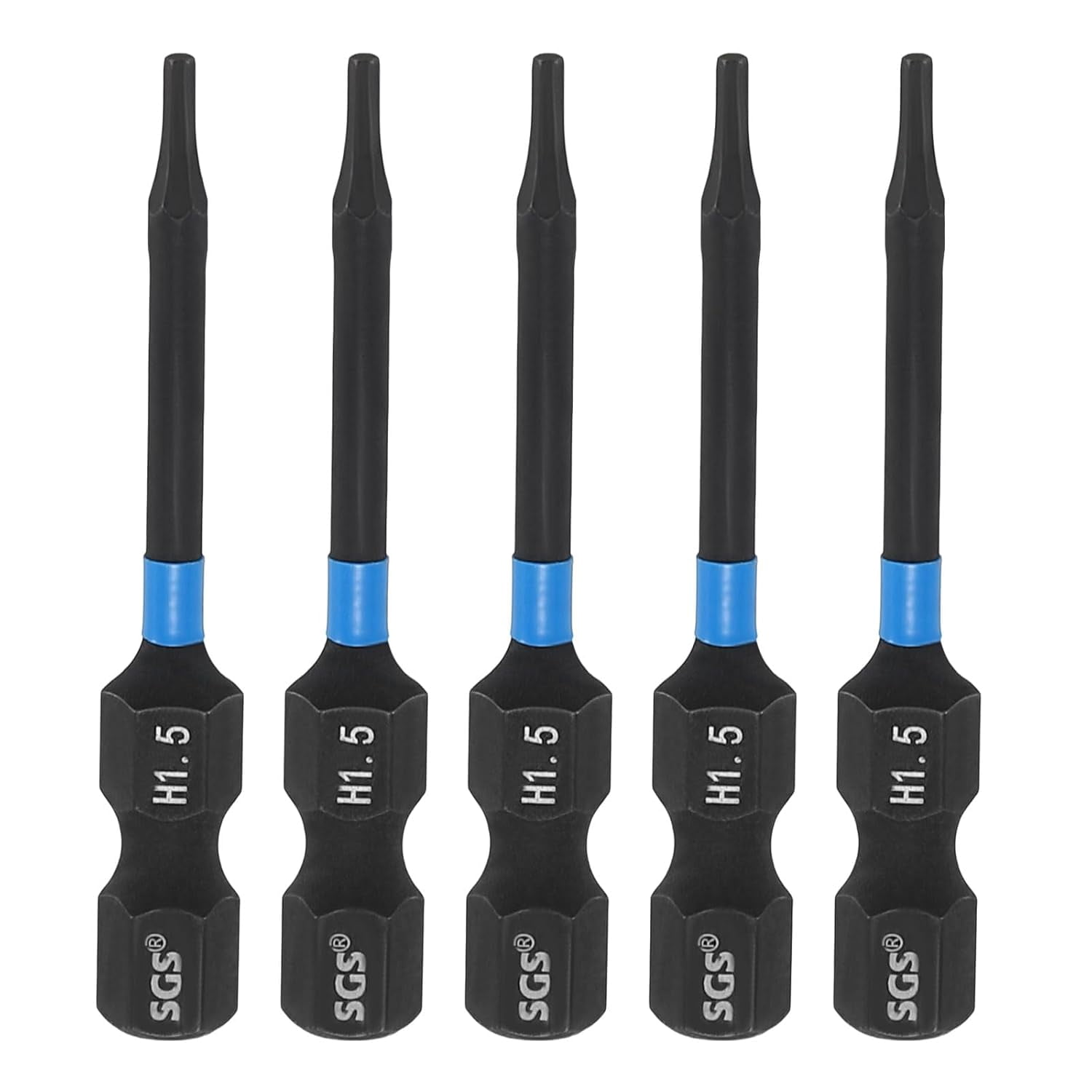 FRKSMD-5pcs Hex Head Wrench Drill Bit 1.5mm(H1.5) 1/4" Hex Shank 2"(50mm) Length S2 Steel Magnetic Hexagon Impact Drivers Metric Screwdriver Bit