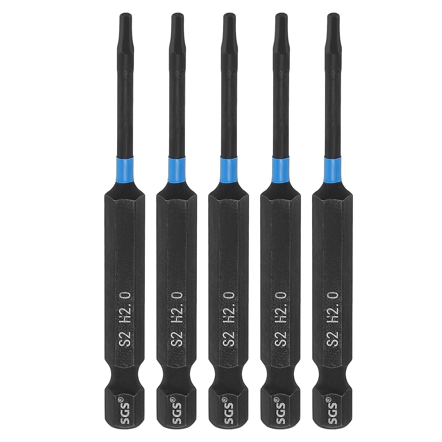FRKSMD-5pcs Hex Head Wrench Drill Bit 2mm(H2) 1/4" Hex Shank 3"(75mm) Length S2 Steel Magnetic Hexagon Impact Drivers Metric Screwdriver Bit