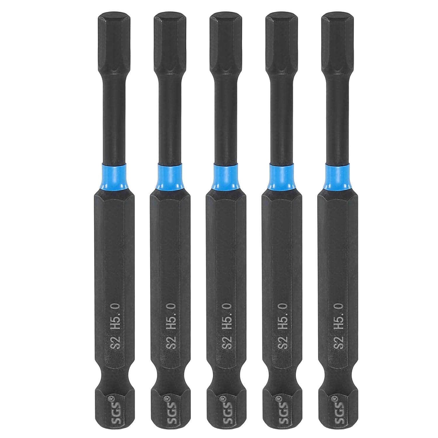 FRKSMD-5pcs Hex Head Wrench Drill Bit 5mm(H5) 1/4" Hex Shank 3"(75mm) Length S2 Steel Magnetic Hexagon Impact Drivers Metric Screwdriver Bit